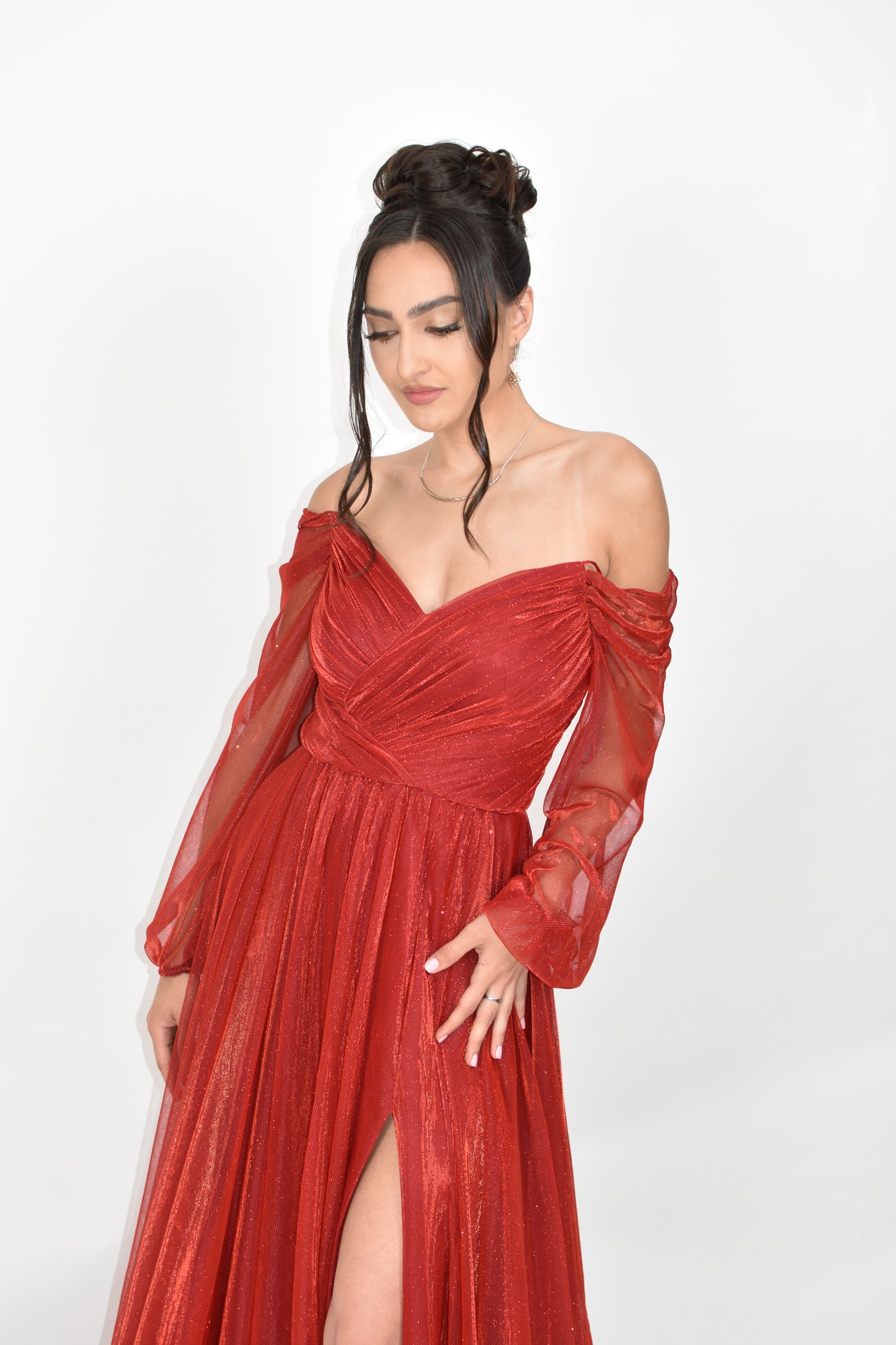 Rochie rosie evazata