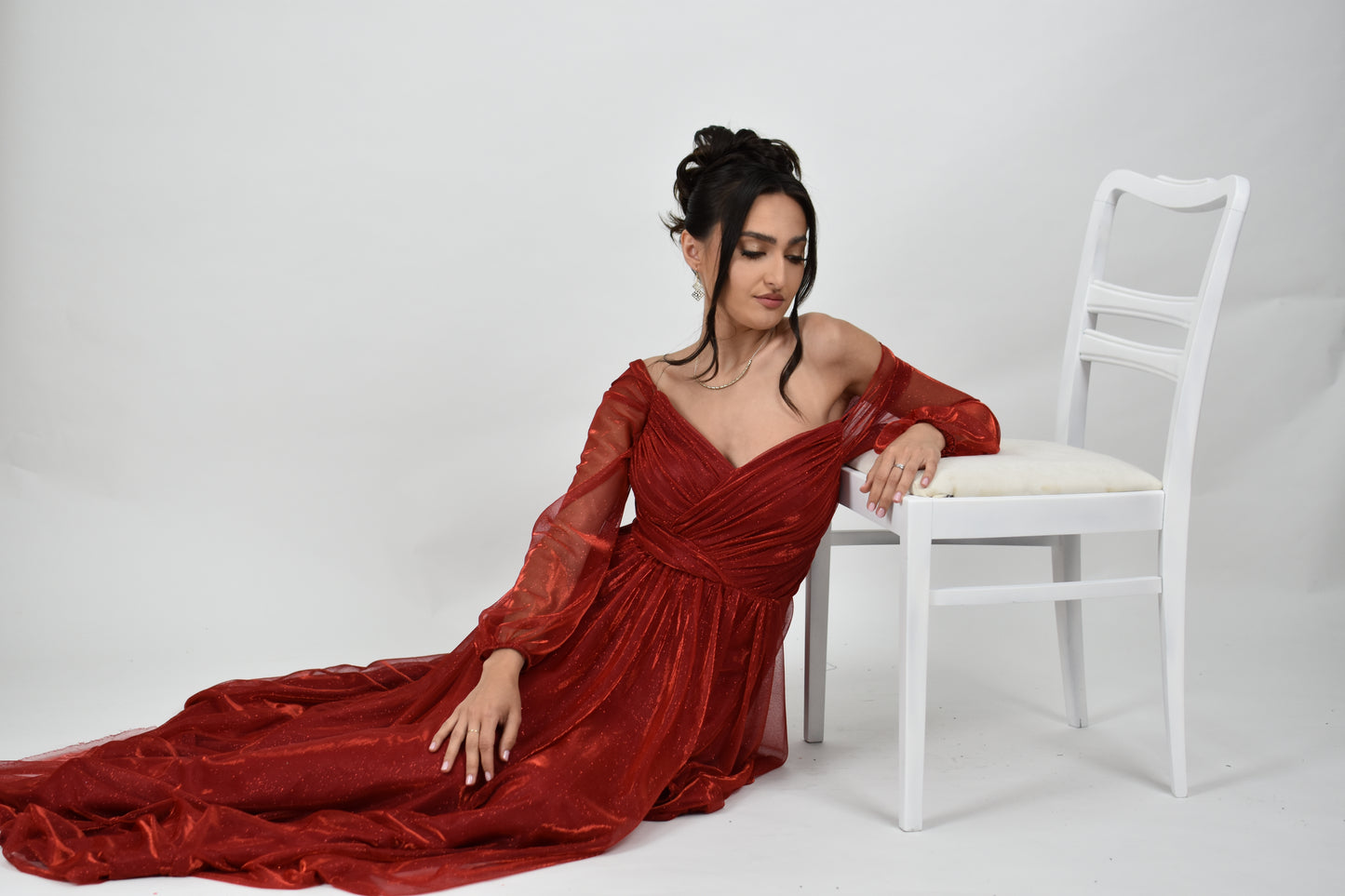 Rochie rosie evazata