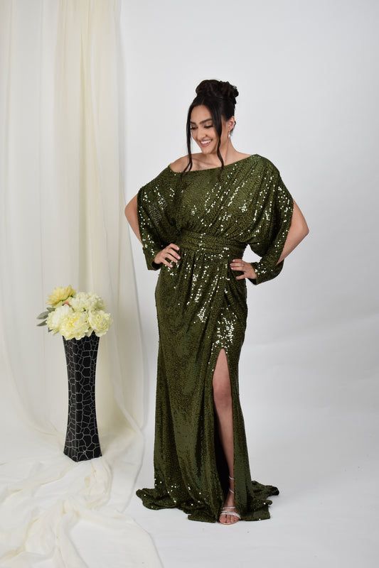 Rochie verde cu paiete