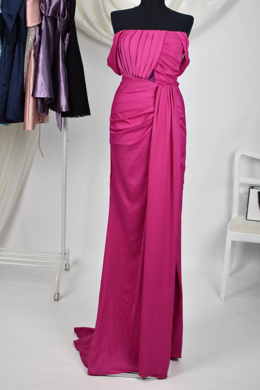 Rochie de seară fucsia cu pliuri