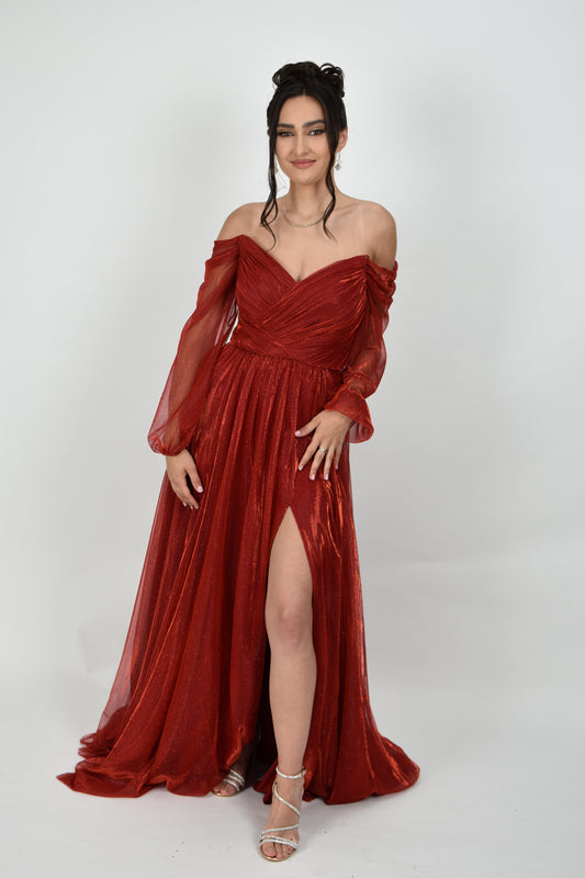 Rochie rosie evazata