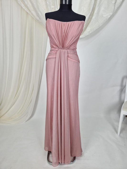 Rochie de seară roz fără bretele